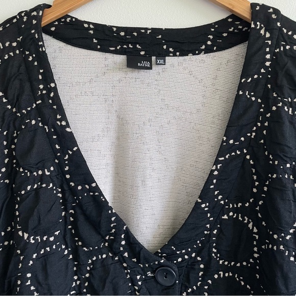 Lisa Bayne Jersey Knit Asymmetrical Long Sleeve Black Cardigan Top Size XXL - Picture 7 of 11